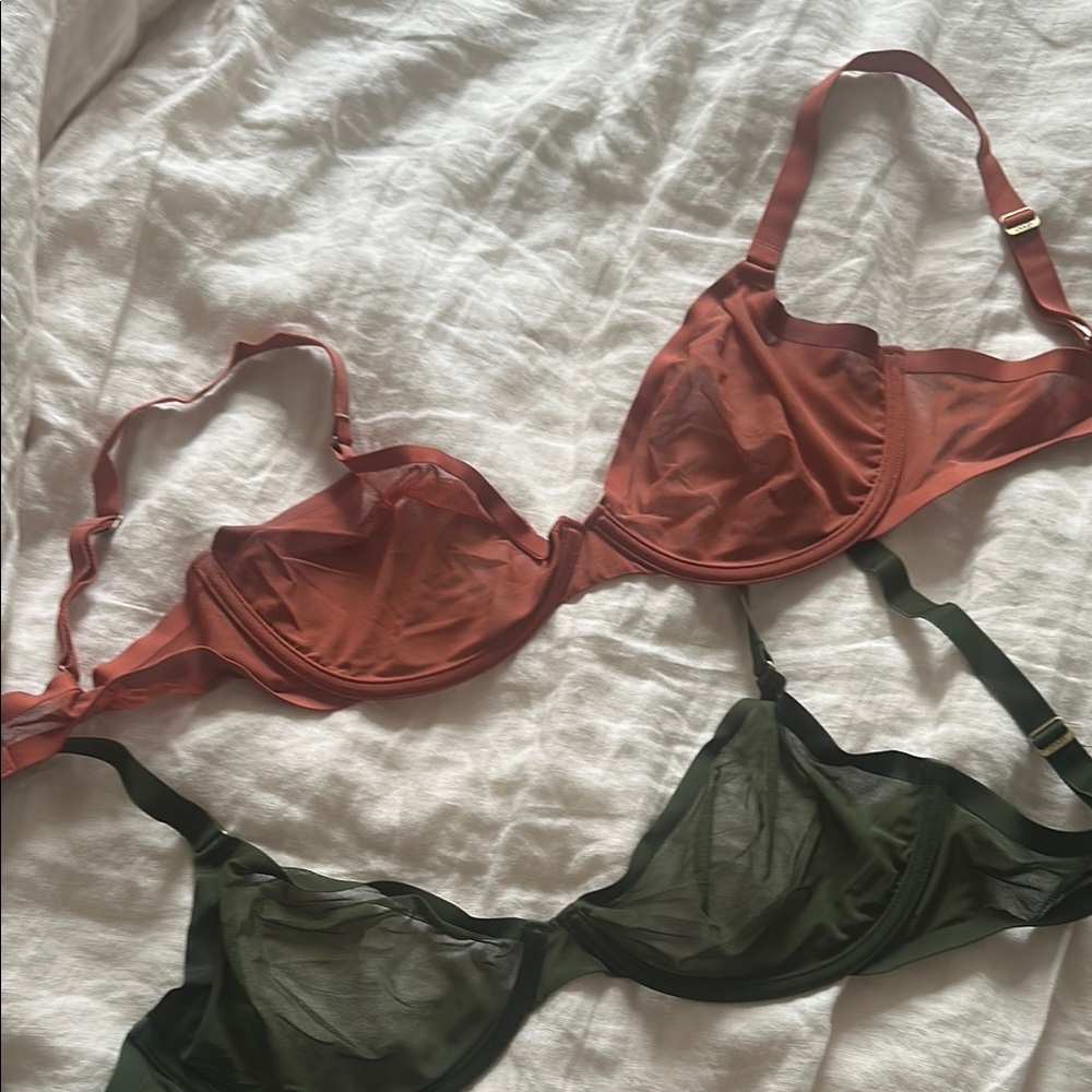 Cuup mesh scoop bras (two for one!) - Rust and Olive 32f